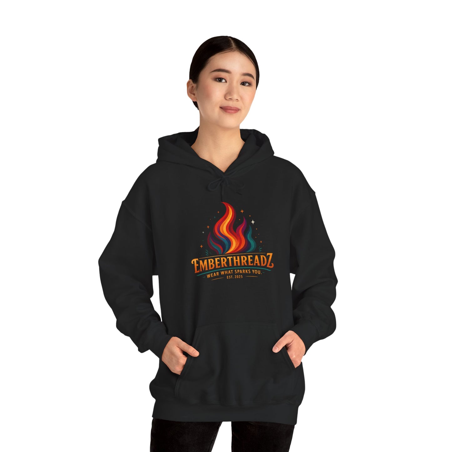 Ember Flame Unisex Hoodie, Cozy Sweatshirt, Fire Graphic Hoodie, Perfect Gift for Campers, Fall Fashion, Casual Wear